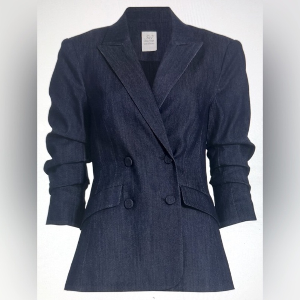 CINQ A SEPT Kris Double Breasted Denim Blazer